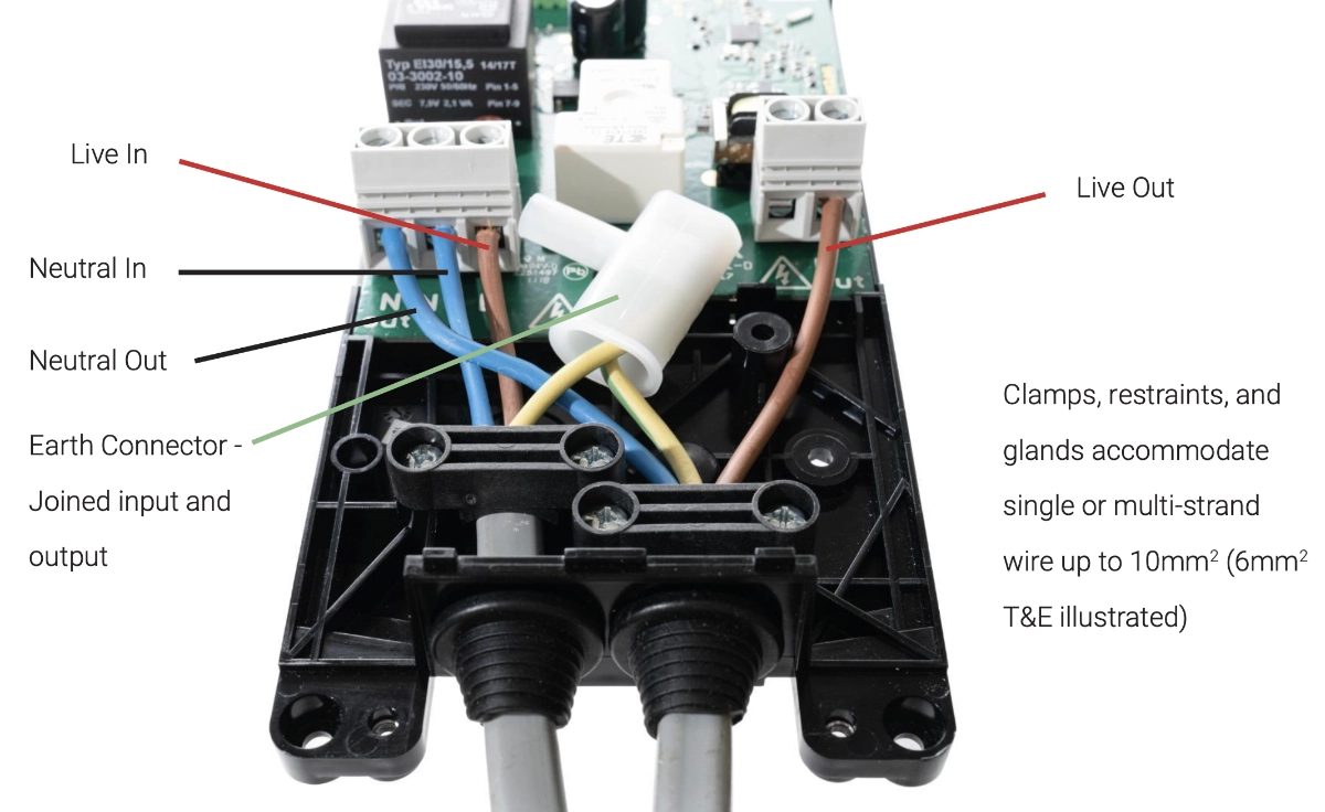 Airis PCU opened to show the internal wiring and relay