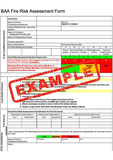 Fire risk assessment form example